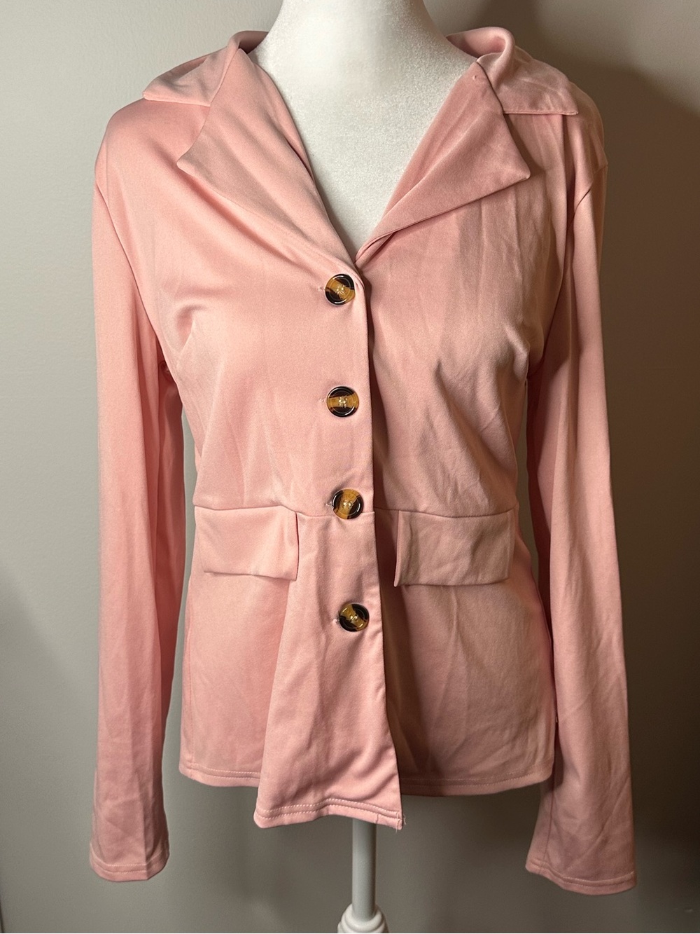 Women’s Pink Essential Stylish Button Front Comfy Everyday Jacket